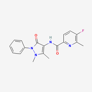 molecular formula C18H17FN4O2 B2459413 N-(1,5-dimethyl-3-oxo-2-phenyl-2,3-dihydro-1H-pyrazol-4-yl)-5-fluoro-6-methylpyridine-2-carboxamide CAS No. 2415556-14-6