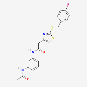 molecular formula C20H18FN3O2S2 B2459463 N-(3-acetamidophenyl)-2-(2-((4-fluorobenzyl)thio)thiazol-4-yl)acetamide CAS No. 941984-66-3