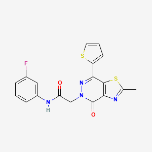 molecular formula C18H13FN4O2S2 B2459478 N-(3-fluorophenyl)-2-(2-methyl-4-oxo-7-(thiophen-2-yl)thiazolo[4,5-d]pyridazin-5(4H)-yl)acetamide CAS No. 941880-53-1