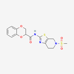 molecular formula C16H17N3O5S2 B2459512 N-(5-(methylsulfonyl)-4,5,6,7-tetrahydrothiazolo[5,4-c]pyridin-2-yl)-2,3-dihydrobenzo[b][1,4]dioxine-2-carboxamide CAS No. 1421484-68-5