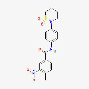 molecular formula C18H19N3O5S B2459533 N-(4-(1,1-dioxido-1,2-thiazinan-2-yl)phenyl)-4-methyl-3-nitrobenzamide CAS No. 899979-86-3