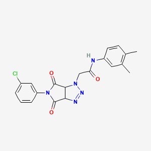 molecular formula C20H18ClN5O3 B2459624 2-[5-(3-chlorophenyl)-4,6-dioxo-1H,3aH,4H,5H,6H,6aH-pyrrolo[3,4-d][1,2,3]triazol-1-yl]-N-(3,4-dimethylphenyl)acetamide CAS No. 1008012-57-4