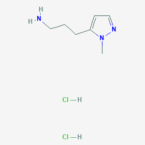 molecular formula C7H15Cl2N3 B2459631 3-(2-Methylpyrazol-3-yl)propan-1-amine;dihydrochloride CAS No. 2361643-71-0