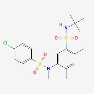 molecular formula C19H25ClN2O4S2 B2459650 N-tert-butyl-2,4-dimethyl-5-(N-methyl4-chlorobenzenesulfonamido)benzene-1-sulfonamide CAS No. 864841-15-6