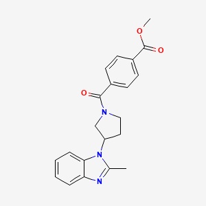molecular formula C21H21N3O3 B2459691 methyl 4-(3-(2-methyl-1H-benzo[d]imidazol-1-yl)pyrrolidine-1-carbonyl)benzoate CAS No. 2034559-98-1