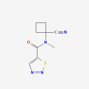 molecular formula C9H10N4OS B2459754 N-(1-Cyanocyclobutyl)-N-methylthiadiazole-5-carboxamide CAS No. 2133577-31-6