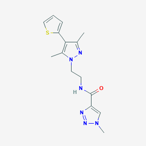 molecular formula C15H18N6OS B2459800 N-(2-(3,5-dimethyl-4-(thiophen-2-yl)-1H-pyrazol-1-yl)ethyl)-1-methyl-1H-1,2,3-triazole-4-carboxamide CAS No. 2034356-14-2