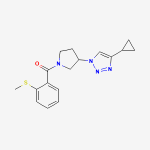 molecular formula C17H20N4OS B2459808 (3-(4-cyclopropyl-1H-1,2,3-triazol-1-yl)pyrrolidin-1-yl)(2-(methylthio)phenyl)methanone CAS No. 2034611-95-3