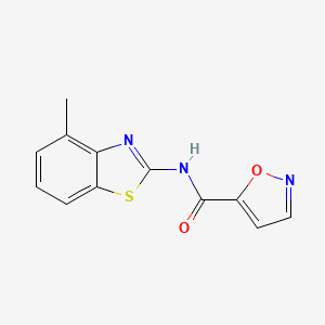 molecular formula C12H9N3O2S B2459833 N-(4-methylbenzo[d]thiazol-2-yl)isoxazole-5-carboxamide CAS No. 919860-29-0