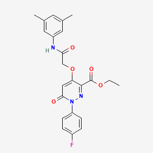 molecular formula C23H22FN3O5 B2459849 Ethyl 4-(2-((3,5-dimethylphenyl)amino)-2-oxoethoxy)-1-(4-fluorophenyl)-6-oxo-1,6-dihydropyridazine-3-carboxylate CAS No. 899960-24-8