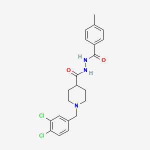 molecular formula C21H23Cl2N3O2 B2459851 N'-{[1-(3,4-dichlorobenzyl)-4-piperidinyl]carbonyl}-4-methylbenzenecarbohydrazide CAS No. 478078-38-5