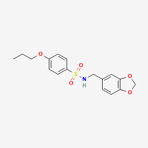 molecular formula C17H19NO5S B2459902 N-(1,3-benzodioxol-5-ylmethyl)-4-propoxybenzenesulfonamide CAS No. 433975-49-6