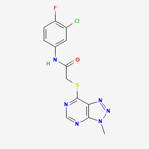 molecular formula C13H10ClFN6OS B2459910 N-(3-chloro-4-fluorophenyl)-2-((3-methyl-3H-[1,2,3]triazolo[4,5-d]pyrimidin-7-yl)thio)acetamide CAS No. 1058495-77-4
