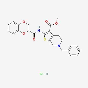 Methyl 6-benzyl-2-(2,3-dihydrobenzo[b][1,4]dioxine-2-carboxamido)-4,5,6,7-tetrahydrothieno[2,3-c]pyridine-3-carboxylate hydrochloride