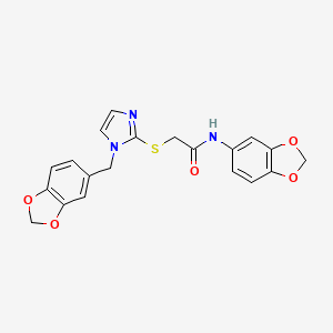B2459951 N-(1,3-benzodioxol-5-yl)-2-[1-(1,3-benzodioxol-5-ylmethyl)imidazol-2-yl]sulfanylacetamide CAS No. 872590-15-3