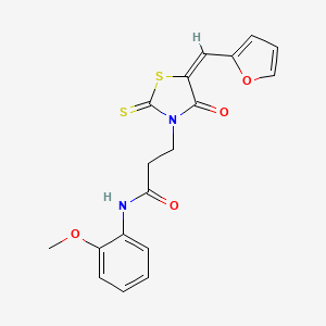 (E)-3-(5-(furan-2-ylmethylene)-4-oxo-2-thioxothiazolidin-3-yl)-N-(2-methoxyphenyl)propanamide