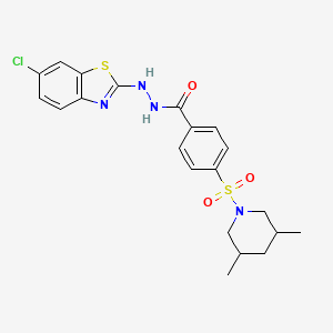 molecular formula C21H23ClN4O3S2 B2459985 N'-(6-chlorobenzo[d]thiazol-2-yl)-4-((3,5-dimethylpiperidin-1-yl)sulfonyl)benzohydrazide CAS No. 851980-25-1