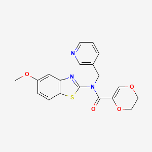 molecular formula C19H17N3O4S B2460008 N-(5-methoxy-1,3-benzothiazol-2-yl)-N-[(pyridin-3-yl)methyl]-5,6-dihydro-1,4-dioxine-2-carboxamide CAS No. 895415-44-8