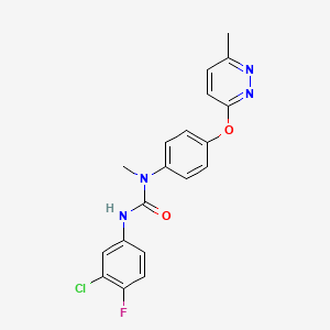 3-(3-Chloro-4-fluorophenyl)-1-methyl-1-(4-((6-methylpyridazin-3-yl)oxy)phenyl)urea