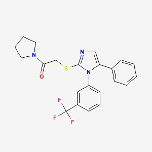 molecular formula C22H20F3N3OS B2460027 2-((5-phenyl-1-(3-(trifluoromethyl)phenyl)-1H-imidazol-2-yl)thio)-1-(pyrrolidin-1-yl)ethanone CAS No. 1226441-13-9