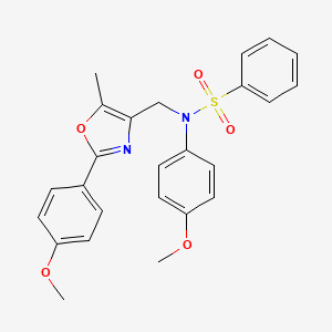 molecular formula C25H24N2O5S B2460071 N-(4-methoxyphenyl)-N-{[2-(4-methoxyphenyl)-5-methyl-1,3-oxazol-4-yl]methyl}benzenesulfonamide CAS No. 1251580-06-9