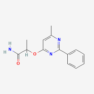 molecular formula C14H15N3O2 B2460083 2-[(6-Methyl-2-phenyl-4-pyrimidinyl)oxy]propanamide CAS No. 861212-21-7