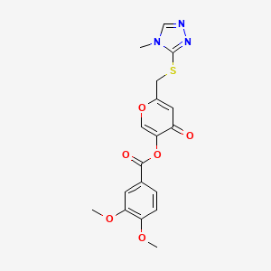 molecular formula C18H17N3O6S B2460087 [6-[(4-Methyl-1,2,4-triazol-3-yl)sulfanylmethyl]-4-oxopyran-3-yl] 3,4-dimethoxybenzoate CAS No. 896312-34-8