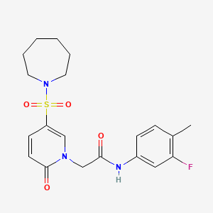 molecular formula C20H24FN3O4S B2460090 2-(5-(azepan-1-ylsulfonyl)-2-oxopyridin-1(2H)-yl)-N-(3-fluoro-4-methylphenyl)acetamide CAS No. 1251620-35-5
