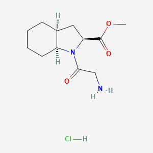 molecular formula C12H21ClN2O3 B2460106 methyl(2S,3aS,7aS)-1-(2-aminoacetyl)-octahydro-1H-indole-2-carboxylatehydrochloride CAS No. 2413846-40-7
