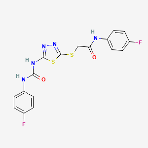 molecular formula C17H13F2N5O2S2 B2460112 N-(4-fluorophenyl)-2-((5-(3-(4-fluorophenyl)ureido)-1,3,4-thiadiazol-2-yl)thio)acetamide CAS No. 886938-21-2