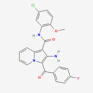 molecular formula C23H17ClFN3O3 B2460116 2-amino-N-(5-chloro-2-methoxyphenyl)-3-(4-fluorobenzoyl)indolizine-1-carboxamide CAS No. 898453-63-9