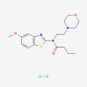 molecular formula C18H26ClN3O3S B2460175 N-(5-methoxybenzo[d]thiazol-2-yl)-N-(2-morpholinoethyl)butyramide hydrochloride CAS No. 1330285-71-6