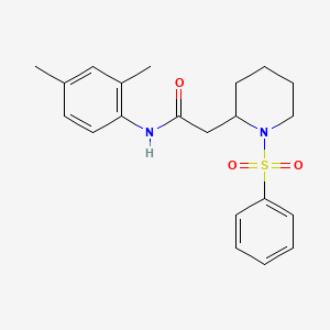 molecular formula C21H26N2O3S B2460176 2-[1-(benzenesulfonyl)piperidin-2-yl]-N-(2,4-dimethylphenyl)acetamide CAS No. 1021041-04-2