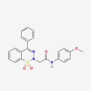 molecular formula C22H19N3O4S B2460192 2-(1,1-dioxido-4-phenyl-2H-benzo[e][1,2,3]thiadiazin-2-yl)-N-(4-methoxyphenyl)acetamide CAS No. 1031574-56-7