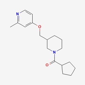 molecular formula C18H26N2O2 B2460193 4-[(1-Cyclopentanecarbonylpiperidin-3-yl)methoxy]-2-methylpyridine CAS No. 2380070-63-1