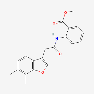 molecular formula C20H19NO4 B2460194 METHYL 2-[2-(6,7-DIMETHYL-1-BENZOFURAN-3-YL)ACETAMIDO]BENZOATE CAS No. 714206-26-5