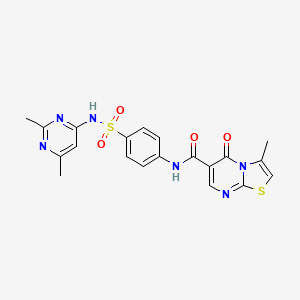 molecular formula C20H18N6O4S2 B2460207 N-{4-[(2,6-dimethylpyrimidin-4-yl)sulfamoyl]phenyl}-3-methyl-5-oxo-5H-[1,3]thiazolo[3,2-a]pyrimidine-6-carboxamide CAS No. 851945-41-0