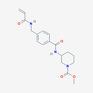 molecular formula C18H23N3O4 B2460217 Methyl 3-[[4-[(prop-2-enoylamino)methyl]benzoyl]amino]piperidine-1-carboxylate CAS No. 2361902-96-5