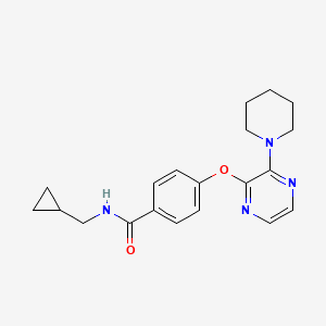 molecular formula C20H24N4O2 B2460261 N-(cyclopropylmethyl)-4-[(3-piperidin-1-ylpyrazin-2-yl)oxy]benzamide CAS No. 1326943-34-3