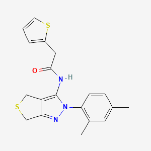 molecular formula C19H19N3OS2 B2460287 N-[2-(2,4-dimethylphenyl)-2H,4H,6H-thieno[3,4-c]pyrazol-3-yl]-2-(thiophen-2-yl)acetamide CAS No. 476458-30-7