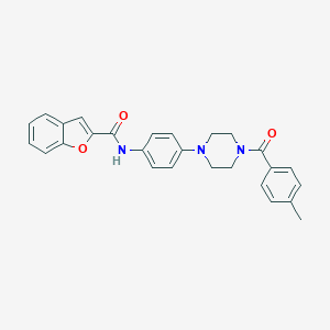 molecular formula C27H25N3O3 B246029 N-[4-[4-(4-methylbenzoyl)piperazin-1-yl]phenyl]-1-benzofuran-2-carboxamide 