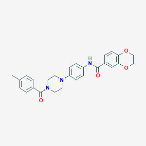 molecular formula C27H27N3O4 B246030 N-[4-[4-(4-methylbenzoyl)piperazin-1-yl]phenyl]-2,3-dihydro-1,4-benzodioxine-6-carboxamide 