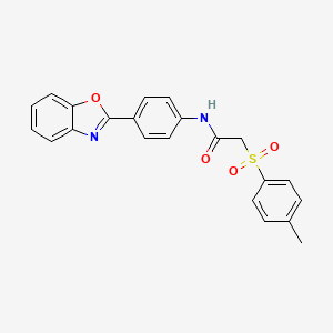 molecular formula C22H18N2O4S B2460326 N-[4-(1,3-benzoxazol-2-yl)phenyl]-2-(4-methylbenzenesulfonyl)acetamide CAS No. 895449-15-7
