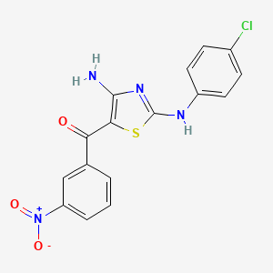 molecular formula C16H11ClN4O3S B2460410 N2-(4-chlorophenyl)-5-(3-nitrobenzoyl)-1,3-thiazole-2,4-diamine CAS No. 339020-37-0