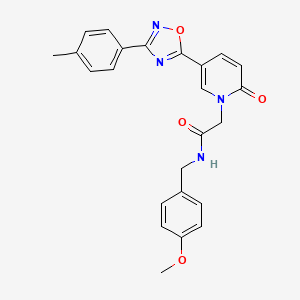molecular formula C24H22N4O4 B2460419 N-[(4-methoxyphenyl)methyl]-2-{5-[3-(4-methylphenyl)-1,2,4-oxadiazol-5-yl]-2-oxo-1,2-dihydropyridin-1-yl}acetamide CAS No. 1112438-02-4