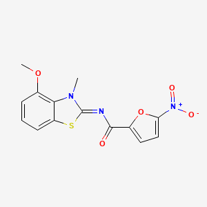 molecular formula C14H11N3O5S B2460464 N-[(2E)-4-methoxy-3-methyl-2,3-dihydro-1,3-benzothiazol-2-ylidene]-5-nitrofuran-2-carboxamide CAS No. 477511-93-6