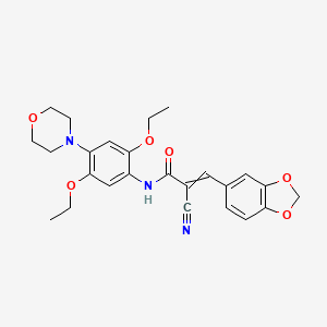 molecular formula C25H27N3O6 B2460488 3-(1,3-benzodioxol-5-yl)-2-cyano-N-(2,5-diethoxy-4-morpholin-4-ylphenyl)prop-2-enamide CAS No. 750613-06-0