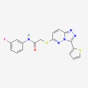 molecular formula C17H12FN5OS2 B2460498 N-(3-fluorophenyl)-2-{[3-(thiophen-2-yl)-[1,2,4]triazolo[4,3-b]pyridazin-6-yl]sulfanyl}acetamide CAS No. 868966-49-8