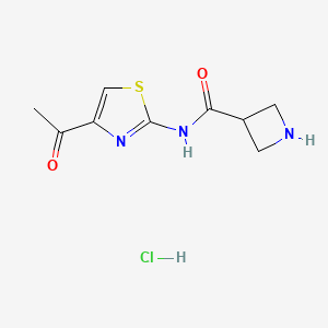molecular formula C9H12ClN3O2S B2460508 N-(4-acetyl-1,3-thiazol-2-yl)azetidine-3-carboxamide hydrochloride CAS No. 1803607-89-7