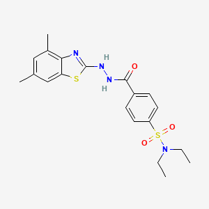 molecular formula C20H24N4O3S2 B2460509 4-(2-(4,6-dimethylbenzo[d]thiazol-2-yl)hydrazinecarbonyl)-N,N-diethylbenzenesulfonamide CAS No. 851980-73-9